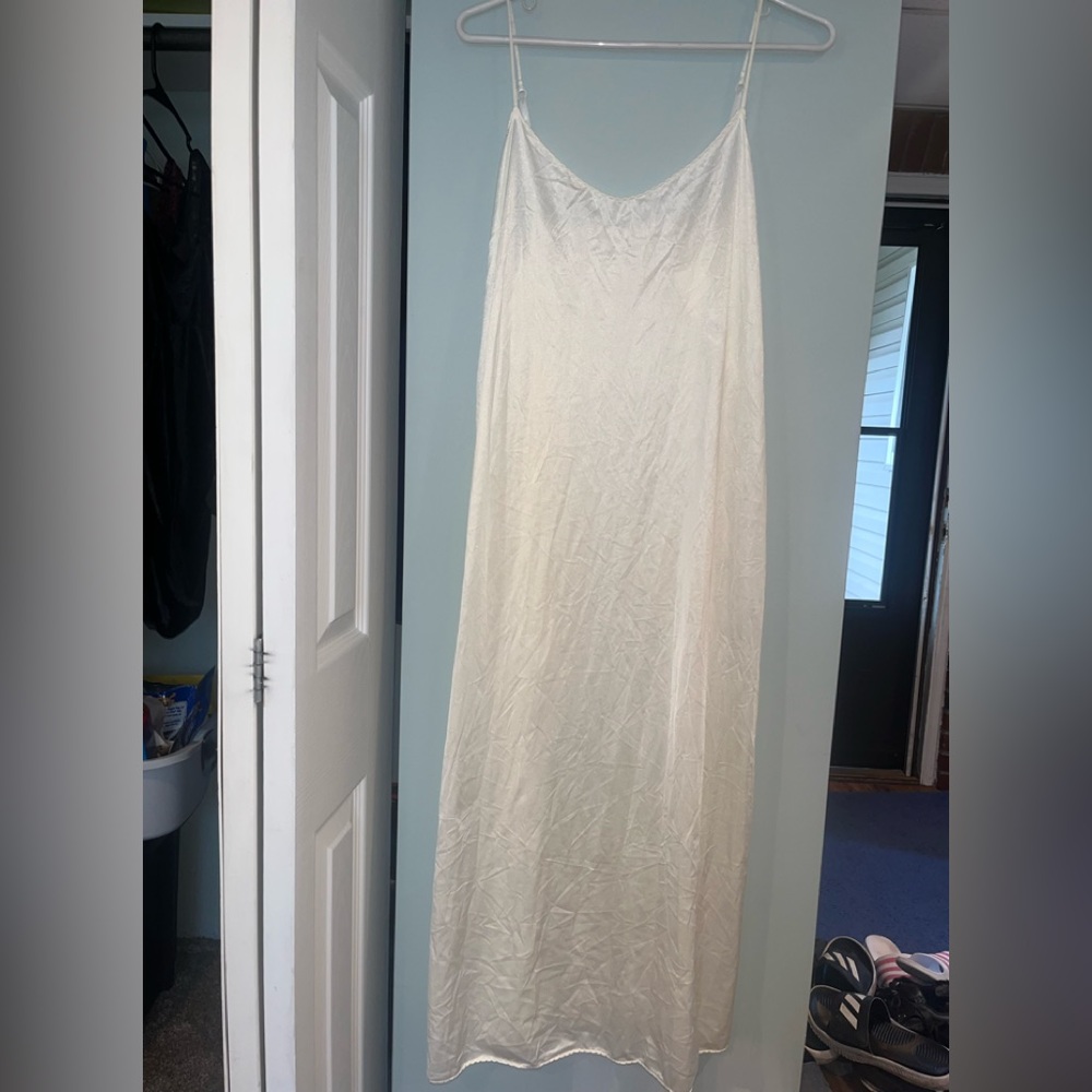 Cream silk slip dress